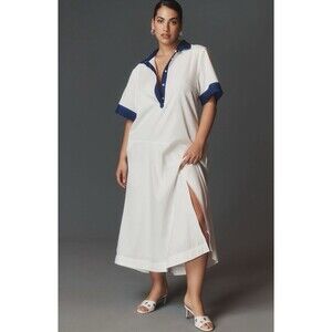 Anthropologie Maeve Shirt Dress White Midi Cotton Oversize Preppy Boho XSP NWT